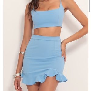 Lucy in the Sky - Monroe Ruffle Set in Pastel Blue